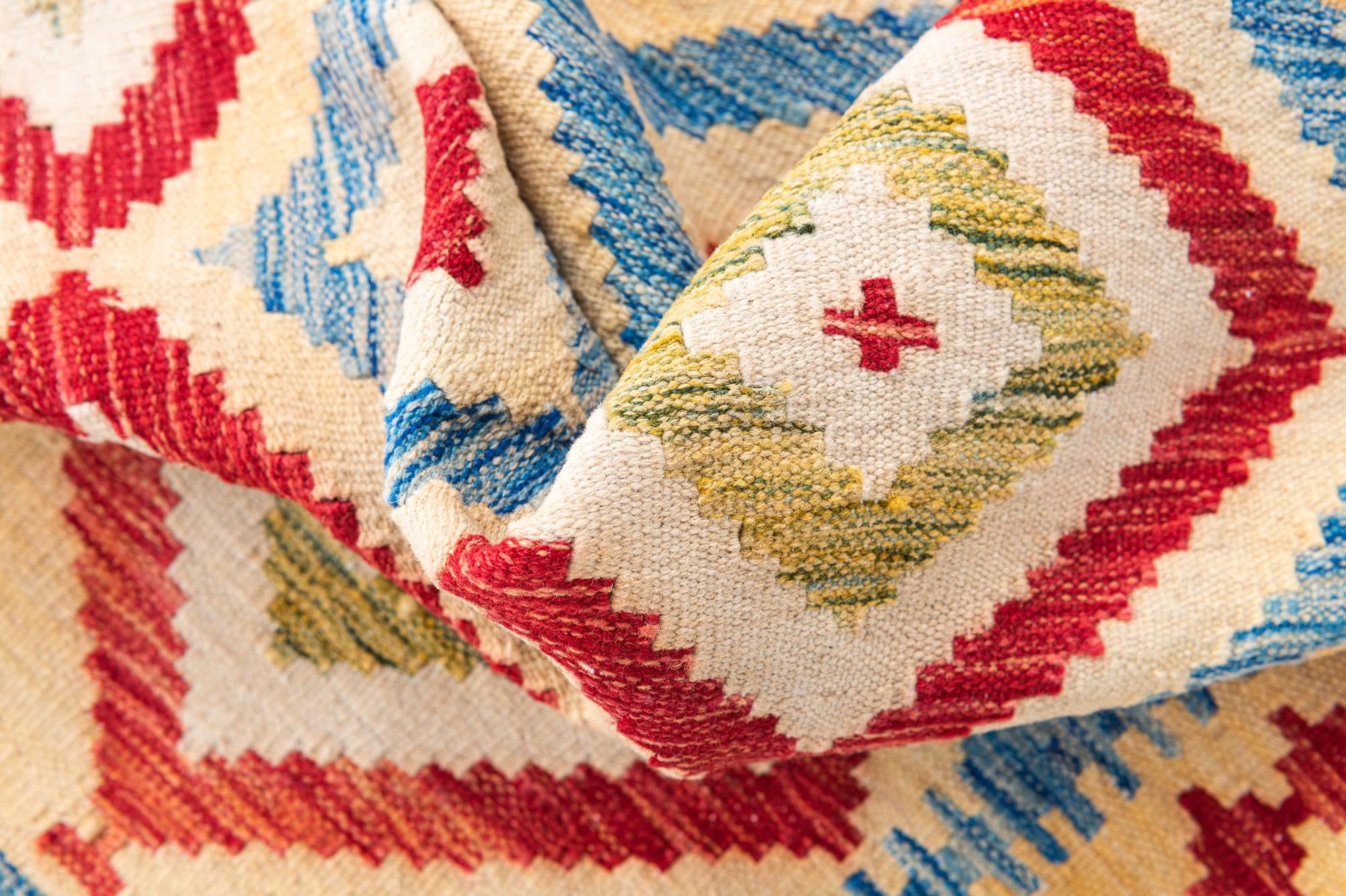3' 3 x 6' 7 Hand Woven Kilim Maymana Wool Runner Rug