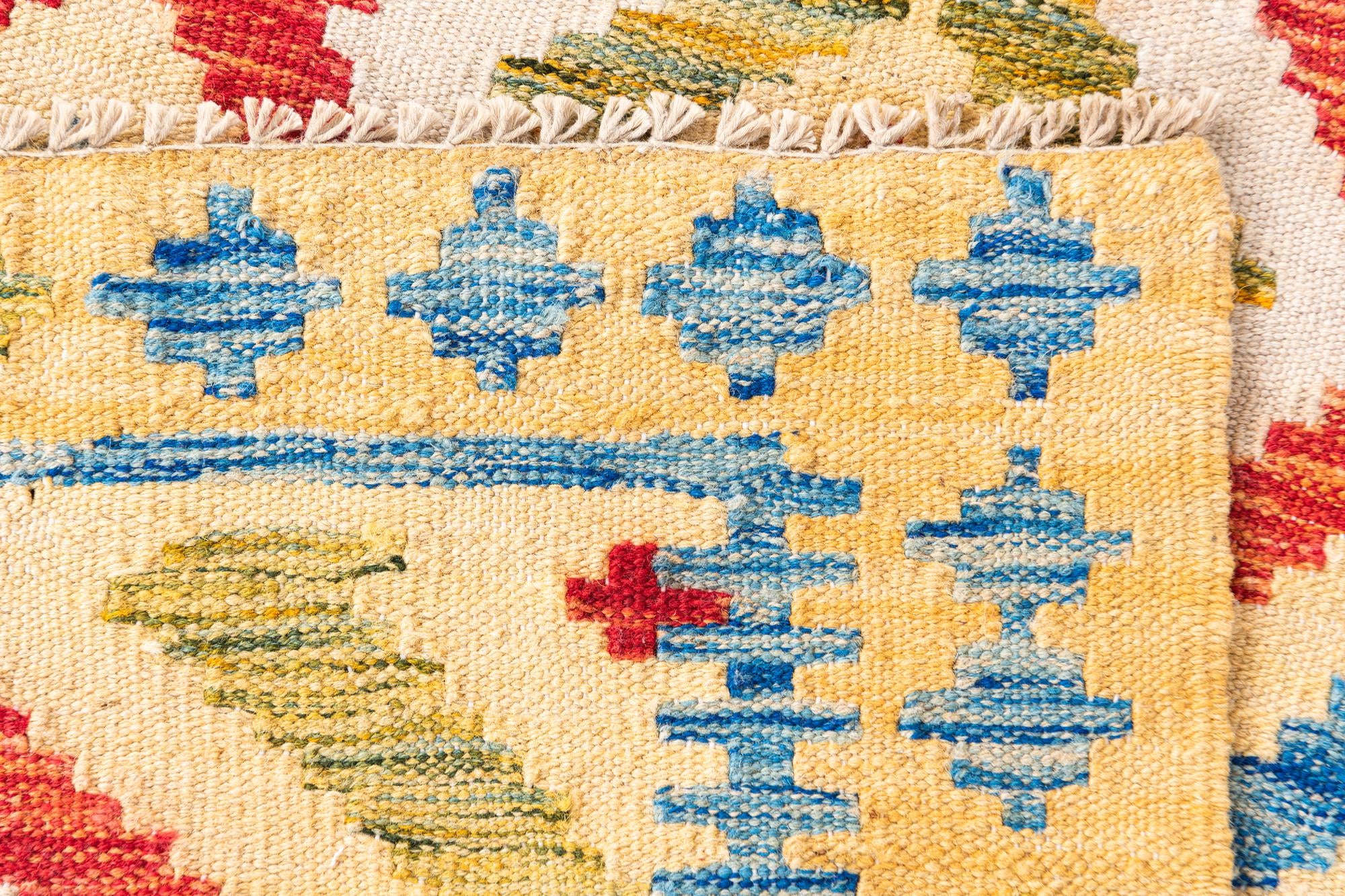 3' 3 x 6' 7 Hand Woven Kilim Maymana Wool Runner Rug