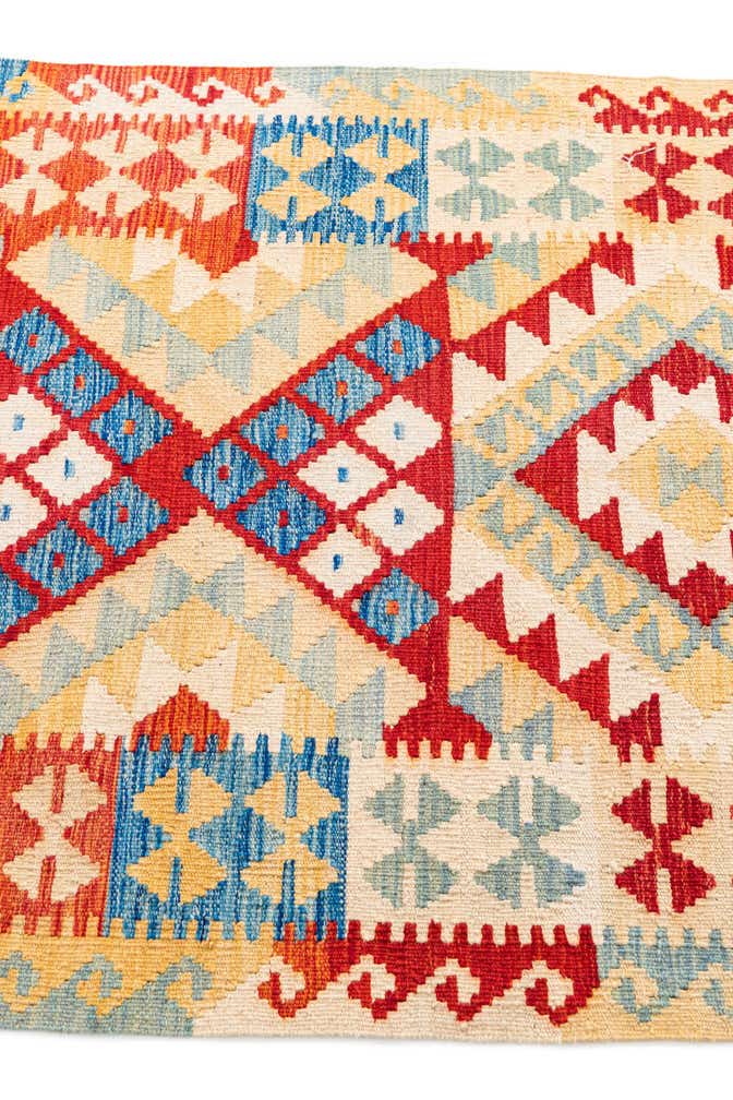 3' 5 x 7' Hand Woven Kilim Maymana Wool Runner Rug