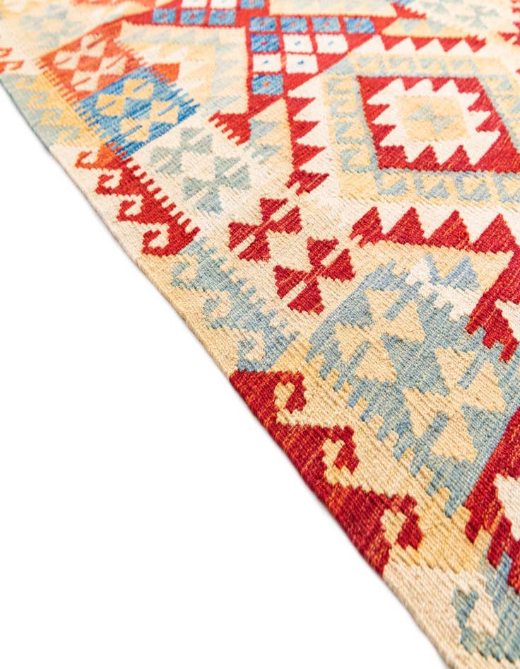 Detail image of 3' 5 x 7'  Hand Woven Kilim Maymana Wool Runner Rug
