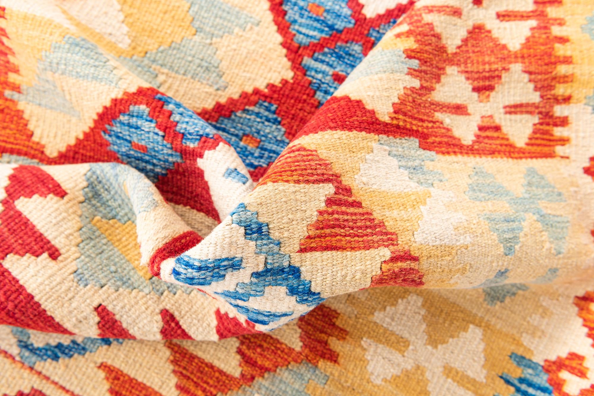 3' 5 x 7' Hand Woven Kilim Maymana Wool Runner Rug