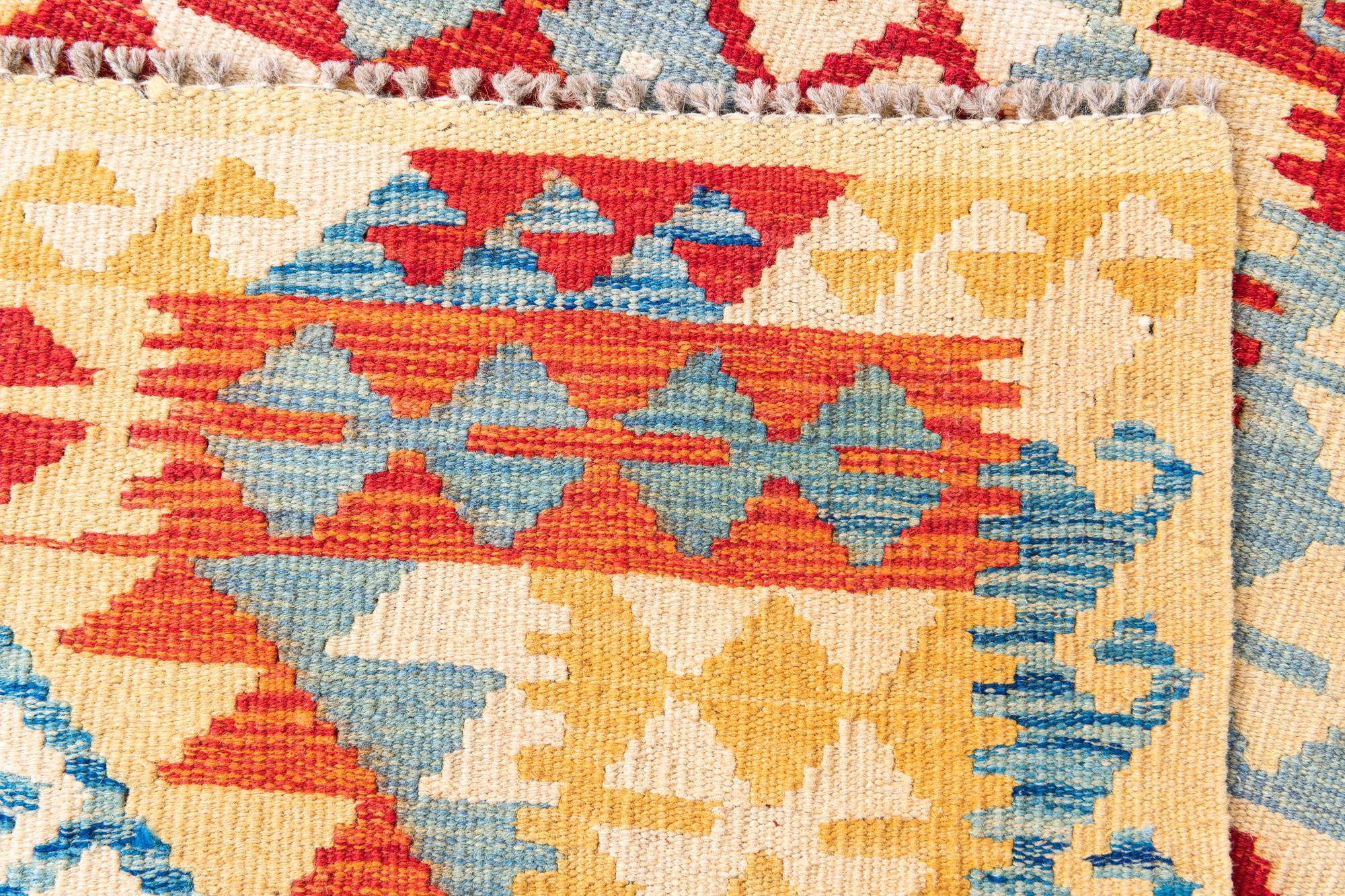 3' 5 x 7' Hand Woven Kilim Maymana Wool Runner Rug