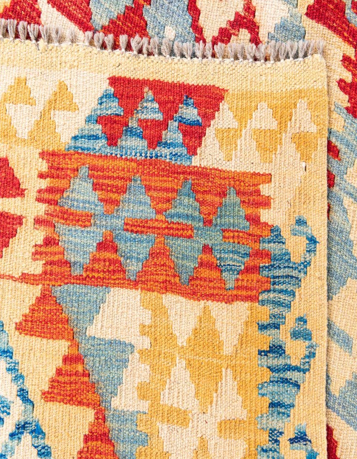 Detail image of 3' 5 x 7'  Hand Woven Kilim Maymana Wool Runner Rug