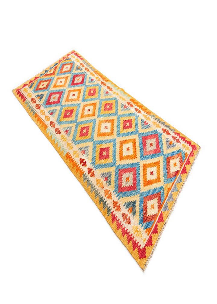 3' 2 x 6' 6 Hand Woven Kilim Maymana Wool Runner Rug