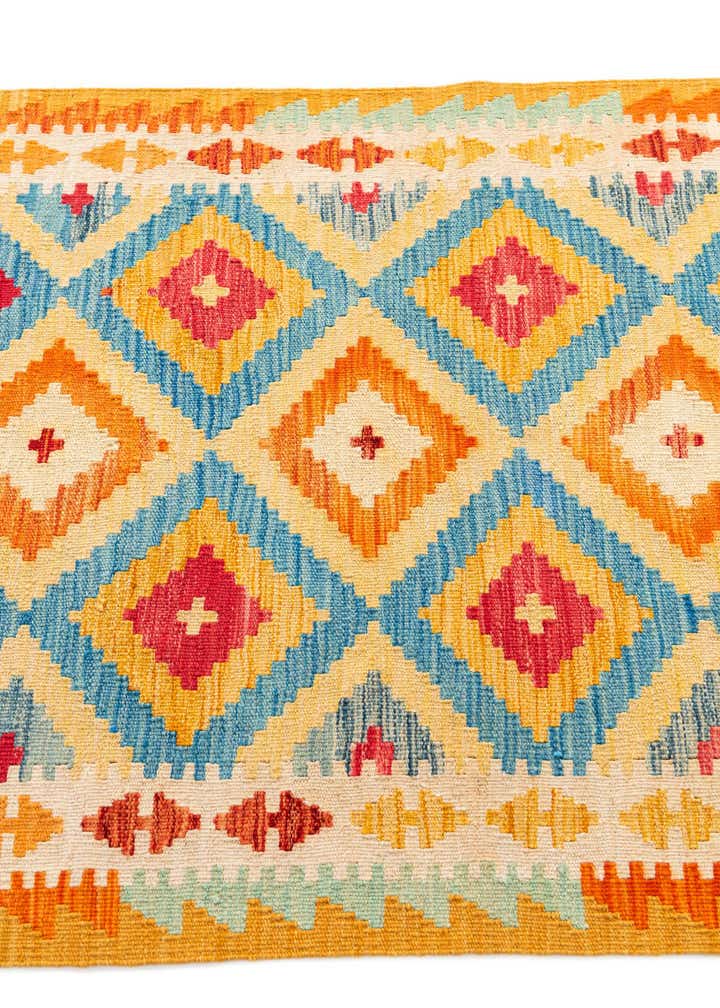 3' 2 x 6' 6 Hand Woven Kilim Maymana Wool Runner Rug