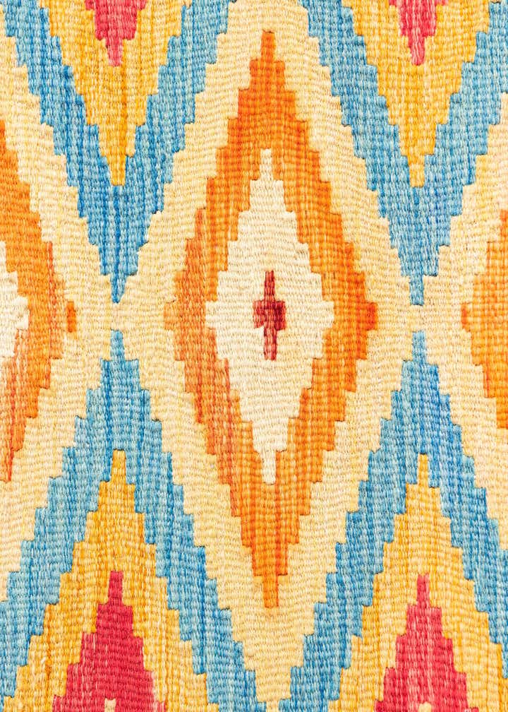 3' 2 x 6' 6 Hand Woven Kilim Maymana Wool Runner Rug