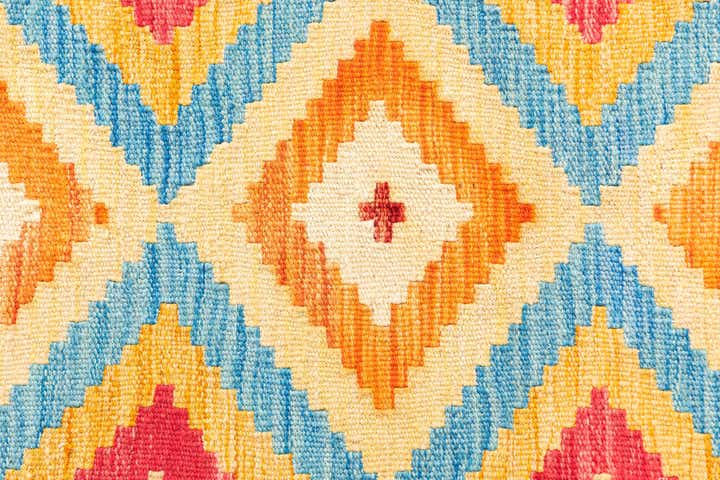 3' 2 x 6' 6 Hand Woven Kilim Maymana Wool Runner Rug