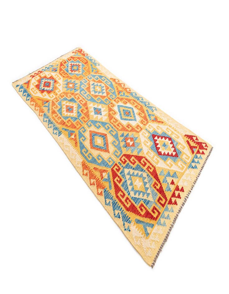 Detail image of 3' 2 x 5' 10  Hand Woven Kilim Maymana Wool Runner Rug