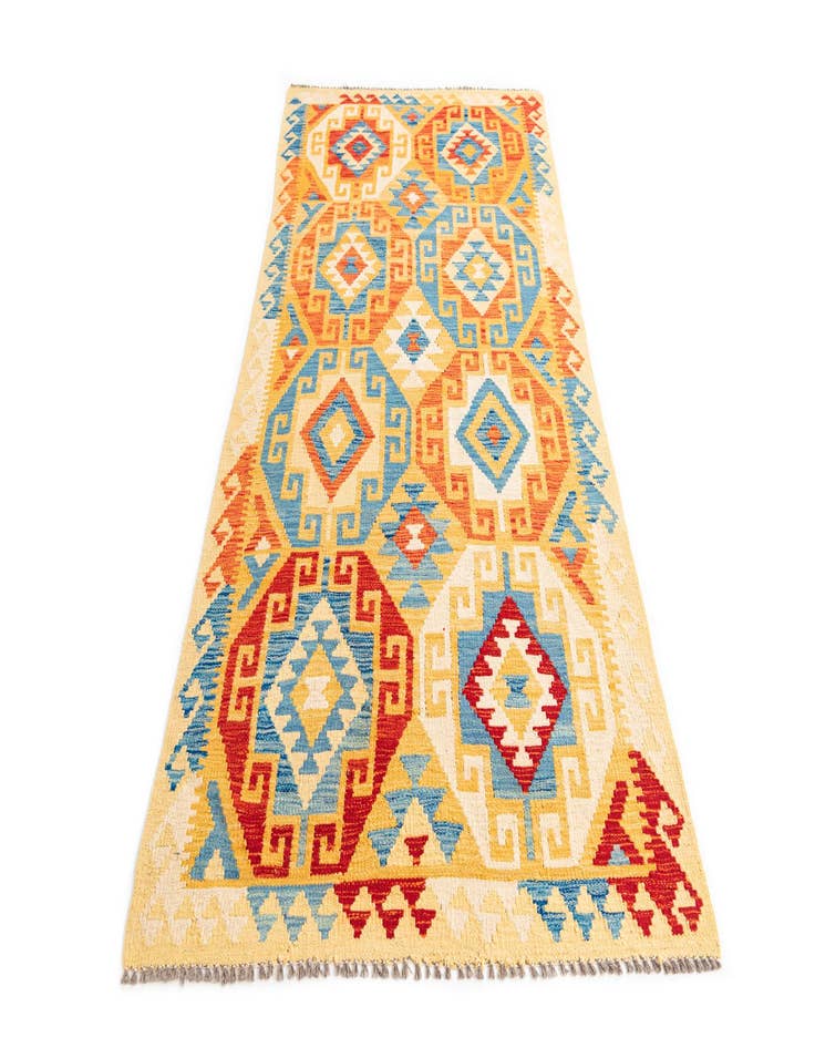 Detail image of 3' 2 x 5' 10  Hand Woven Kilim Maymana Wool Runner Rug