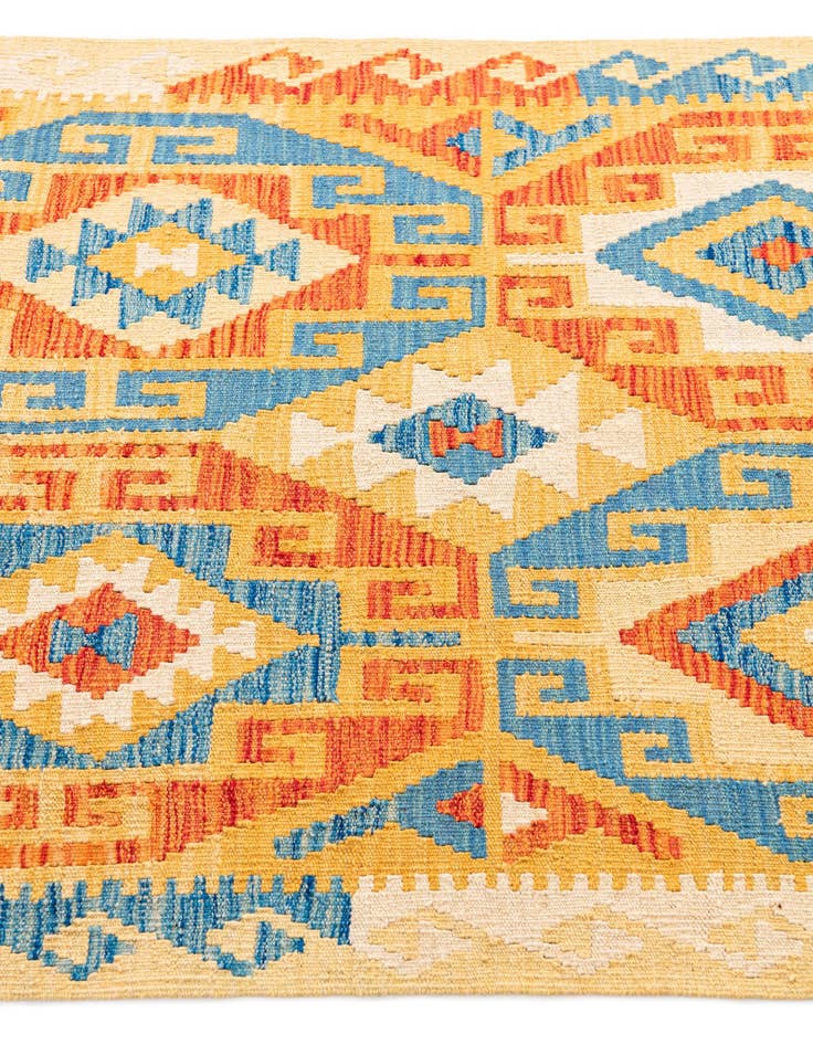 Detail image of 3' 2 x 5' 10  Hand Woven Kilim Maymana Wool Runner Rug