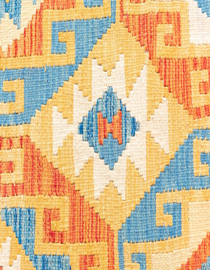Detail image of 3' 2 x 5' 10  Hand Woven Kilim Maymana Wool Runner Rug
