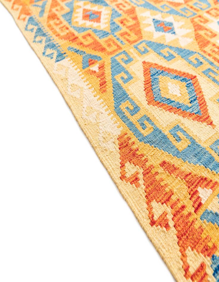 Detail image of 3' 2 x 5' 10  Hand Woven Kilim Maymana Wool Runner Rug