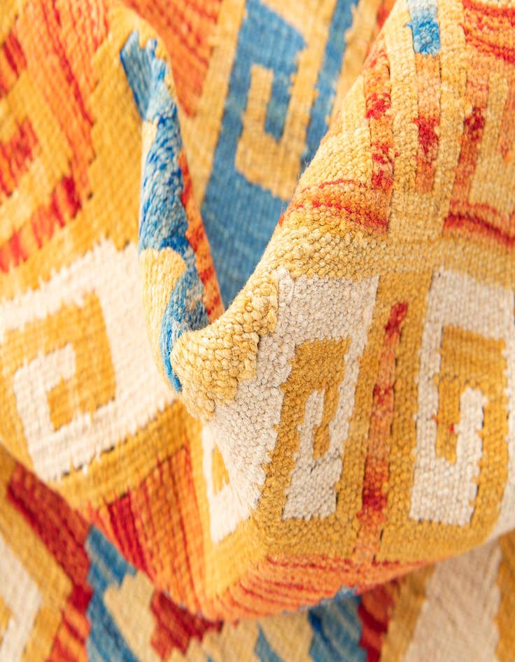 Detail image of 3' 2 x 5' 10  Hand Woven Kilim Maymana Wool Runner Rug