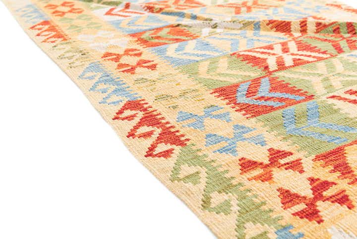 3' 5 x 6' 8 Hand Woven Kilim Maymana Wool Runner Rug