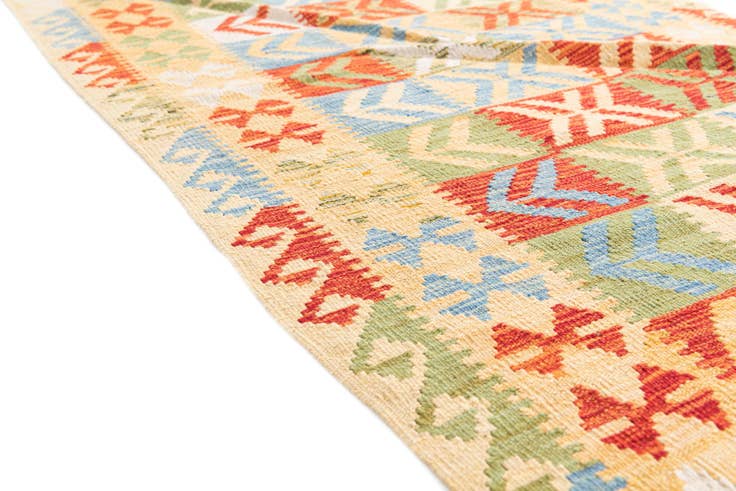 Detail image of 3' 5 x 6' 8 Hand Woven Kilim Maymana Wool Runner Rug