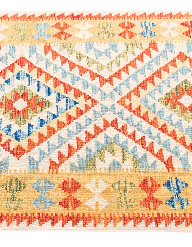 Detail image of 3' 3 x 6' 6  Hand Woven Kilim Maymana Wool Runner Rug