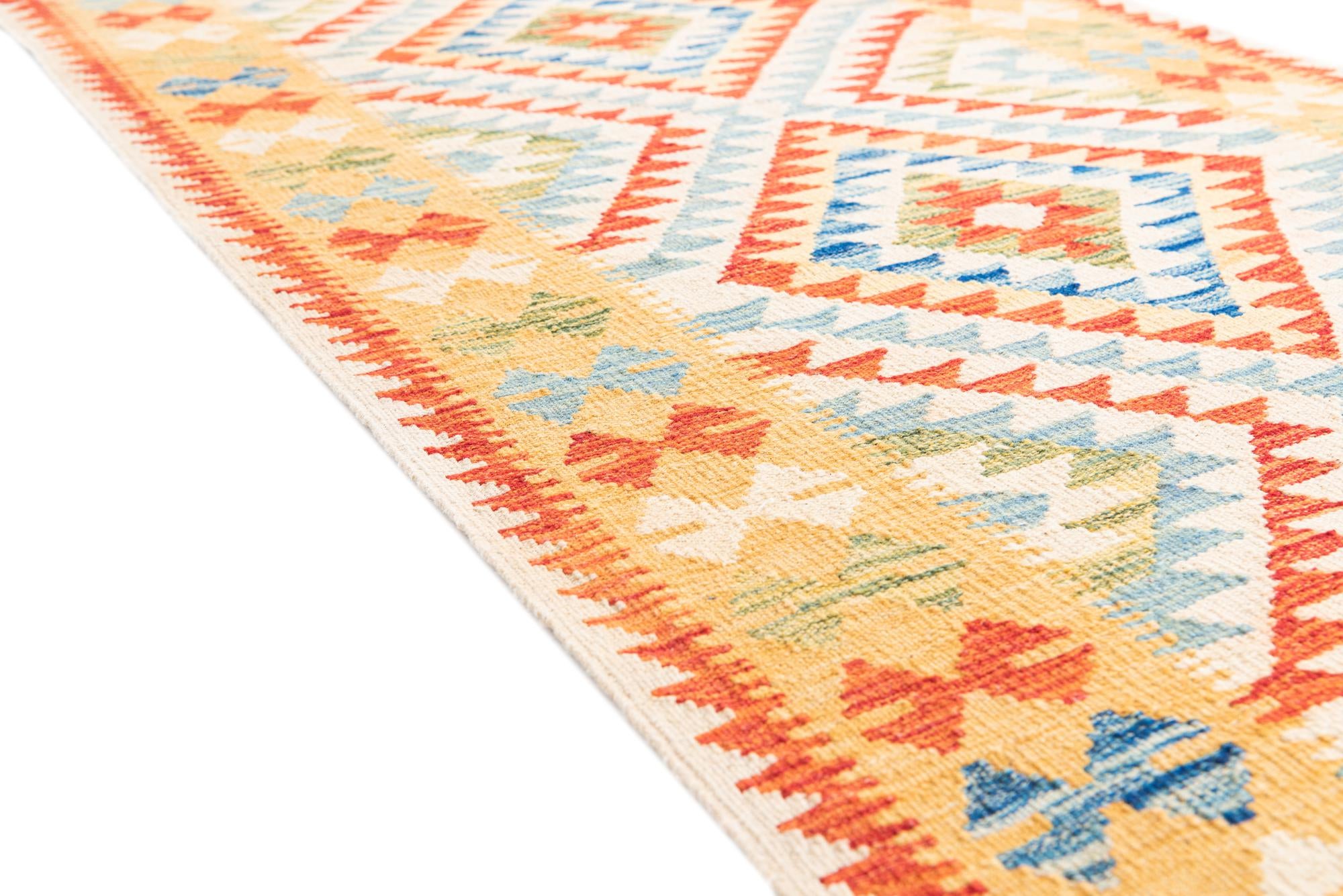 3' 3 x 6' 6 Hand Woven Kilim Maymana Wool Runner Rug