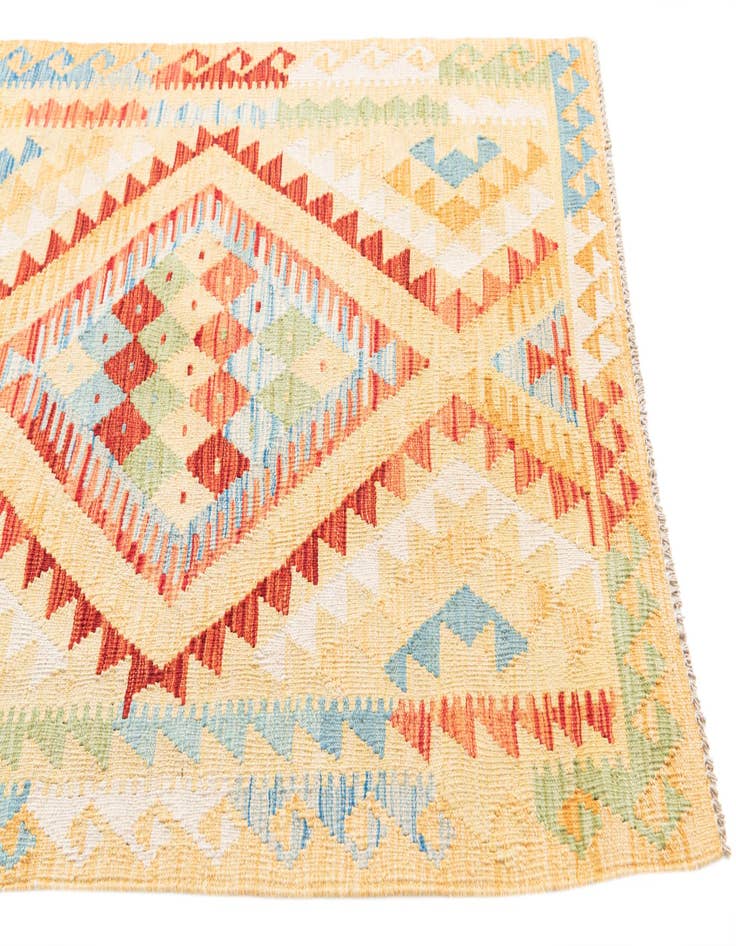 Detail image of 3' 5 x 6' 8  Hand Woven Kilim Maymana Wool Runner Rug
