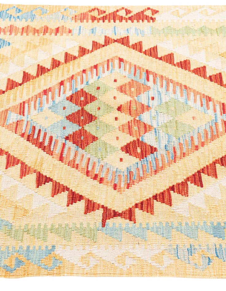 Detail image of 3' 5 x 6' 8  Hand Woven Kilim Maymana Wool Runner Rug