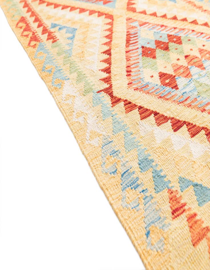 Detail image of 3' 5 x 6' 8  Hand Woven Kilim Maymana Wool Runner Rug