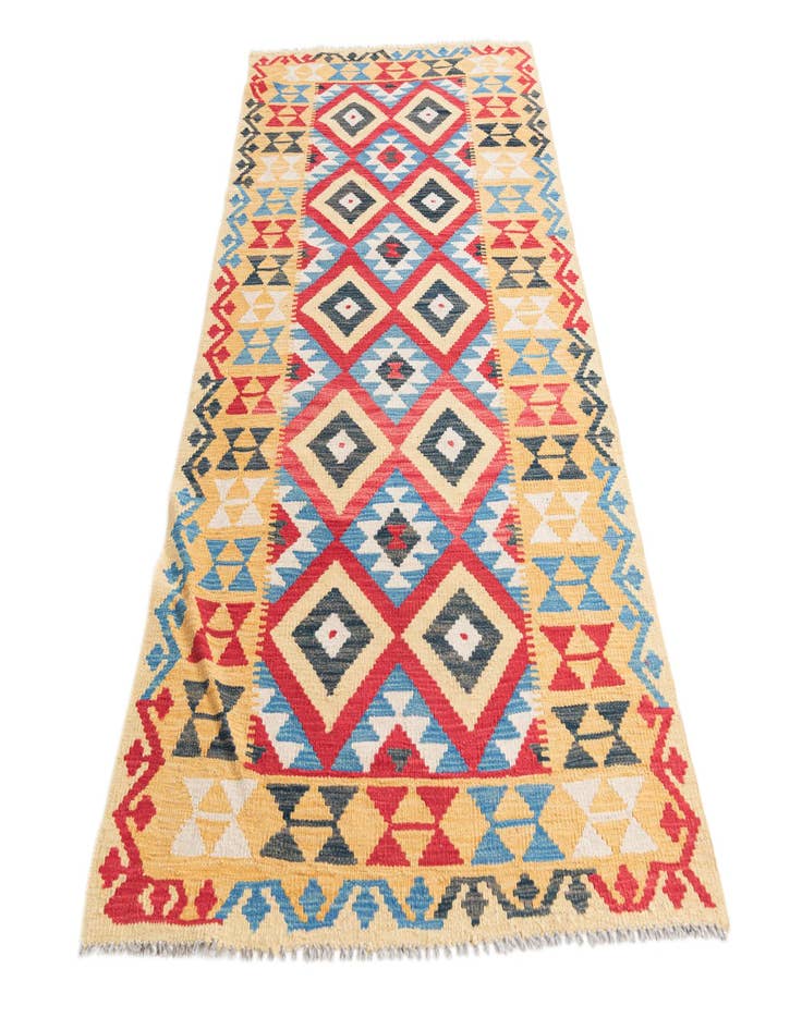 Detail image of 3' 4 x 6' 7  Hand Woven Kilim Maymana Wool Runner Rug