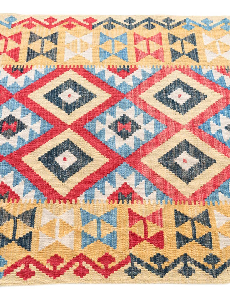 Detail image of 3' 4 x 6' 7  Hand Woven Kilim Maymana Wool Runner Rug