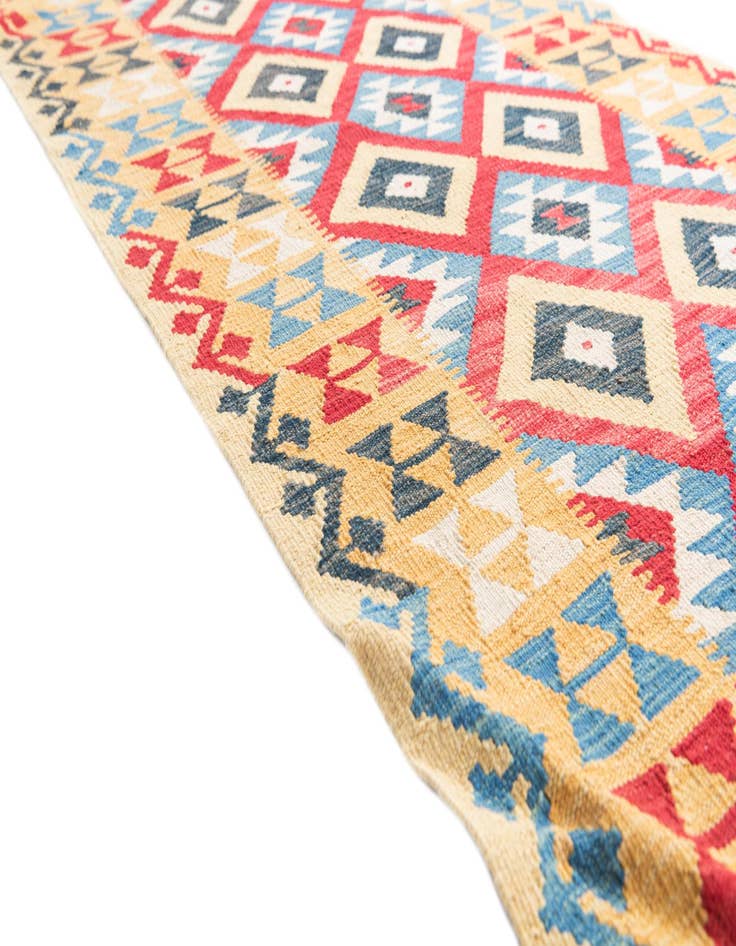 Detail image of 3' 4 x 6' 7  Hand Woven Kilim Maymana Wool Runner Rug