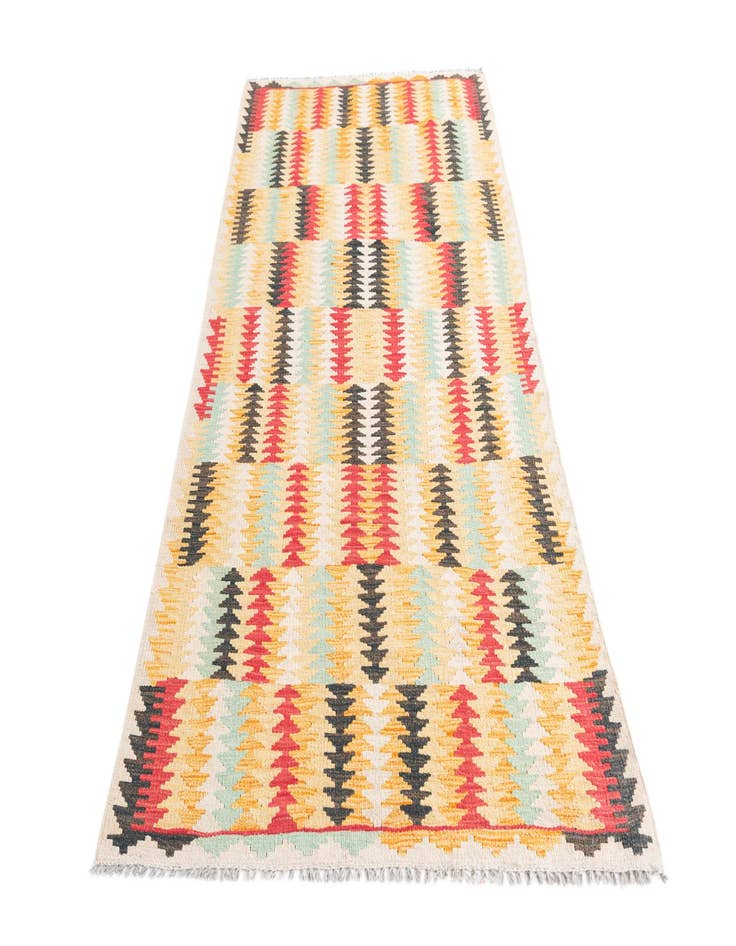 Detail image of 3' 3 x 6' 8  Hand Woven Kilim Maymana Wool Runner Rug