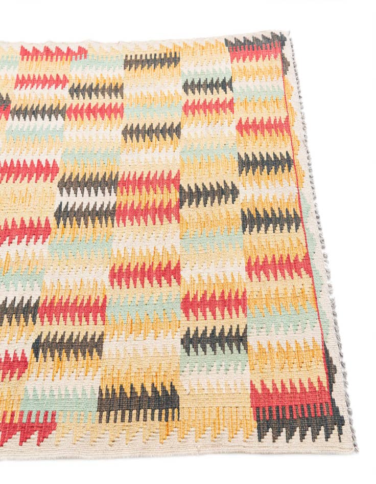 Detail image of 3' 3 x 6' 8  Hand Woven Kilim Maymana Wool Runner Rug
