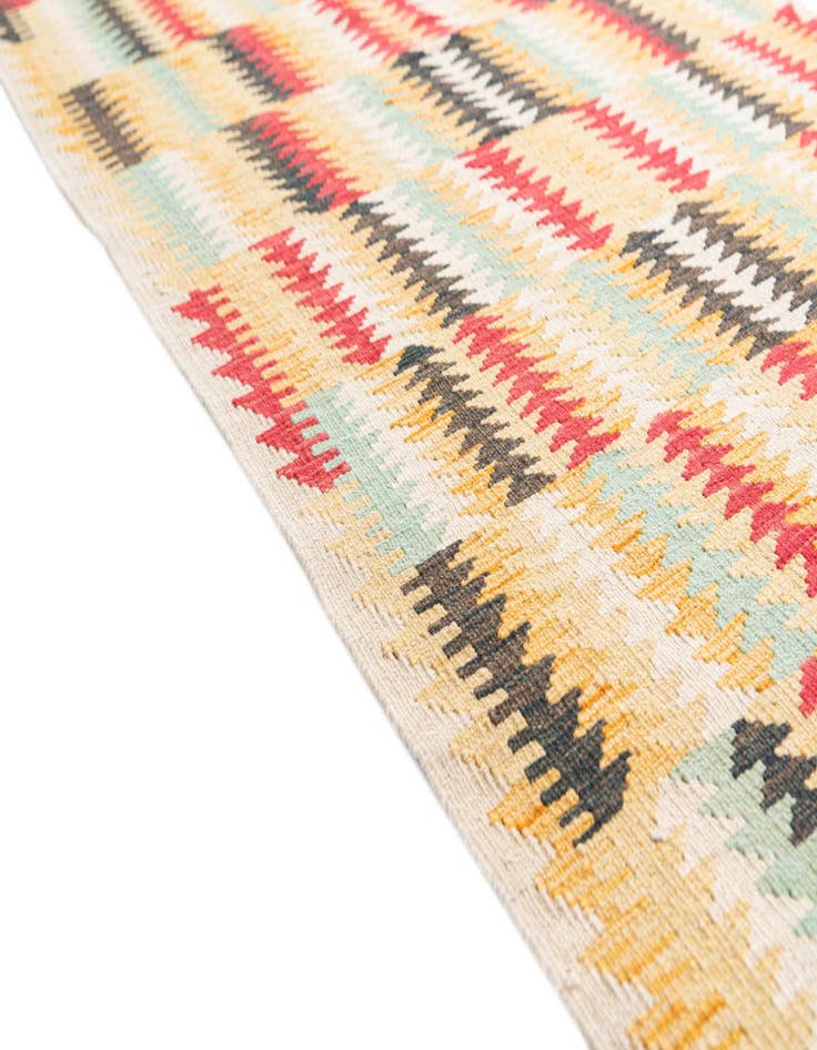 Detail image of 3' 3 x 6' 8  Hand Woven Kilim Maymana Wool Runner Rug