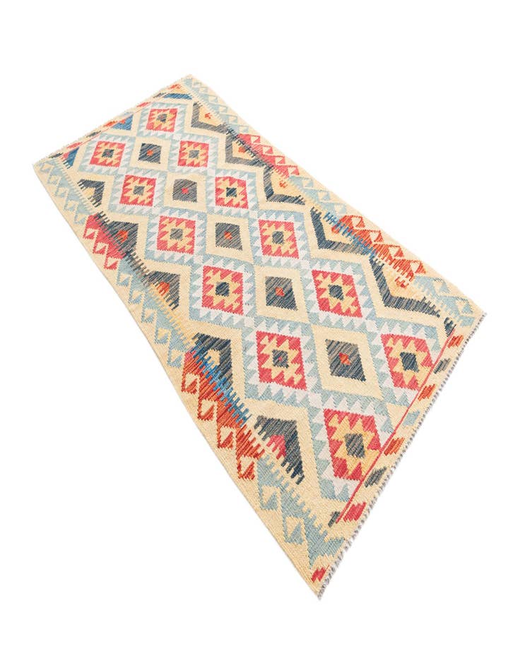 Detail image of 3' 5 x 6' 7  Hand Woven Kilim Maymana Wool Runner Rug