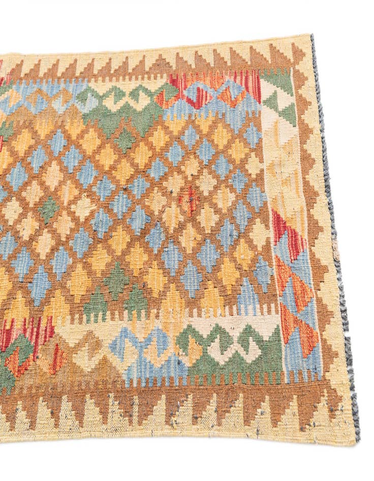Detail image of 2' 3 x 6' 2  Hand Woven Kilim Maymana Wool Runner Rug