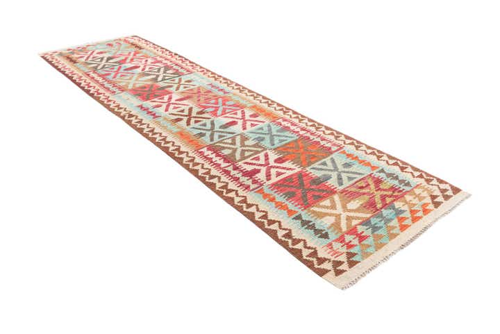 2' 8 x 9' 9 Hand Woven Kilim Maymana Wool Runner Rug