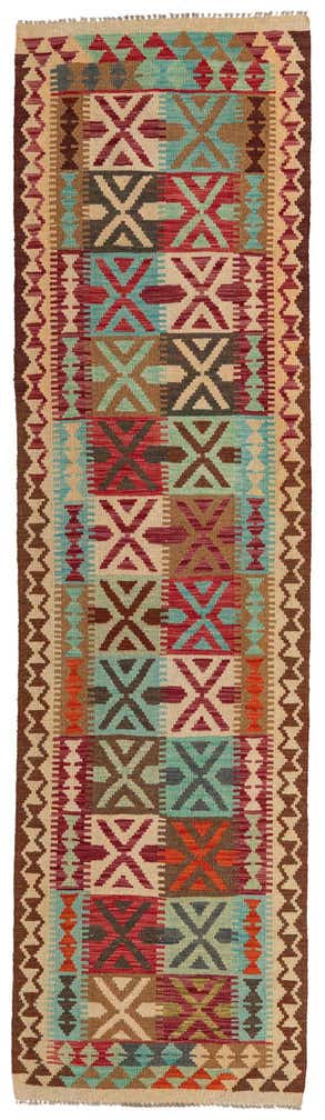 2' 8 x 9' 9 Hand Woven Kilim Maymana Wool Runner Rug
