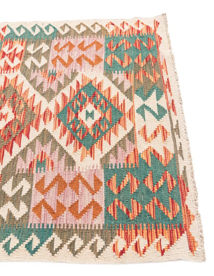 Detail image of 2' 8 x 10' 4  Hand Woven Kilim Maymana Wool Runner Rug