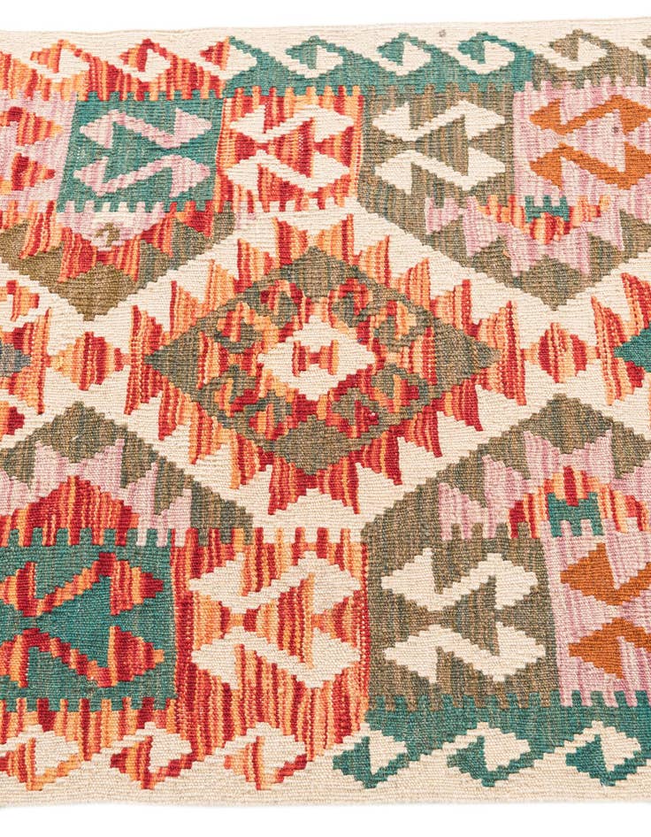 Detail image of 2' 8 x 10' 4  Hand Woven Kilim Maymana Wool Runner Rug