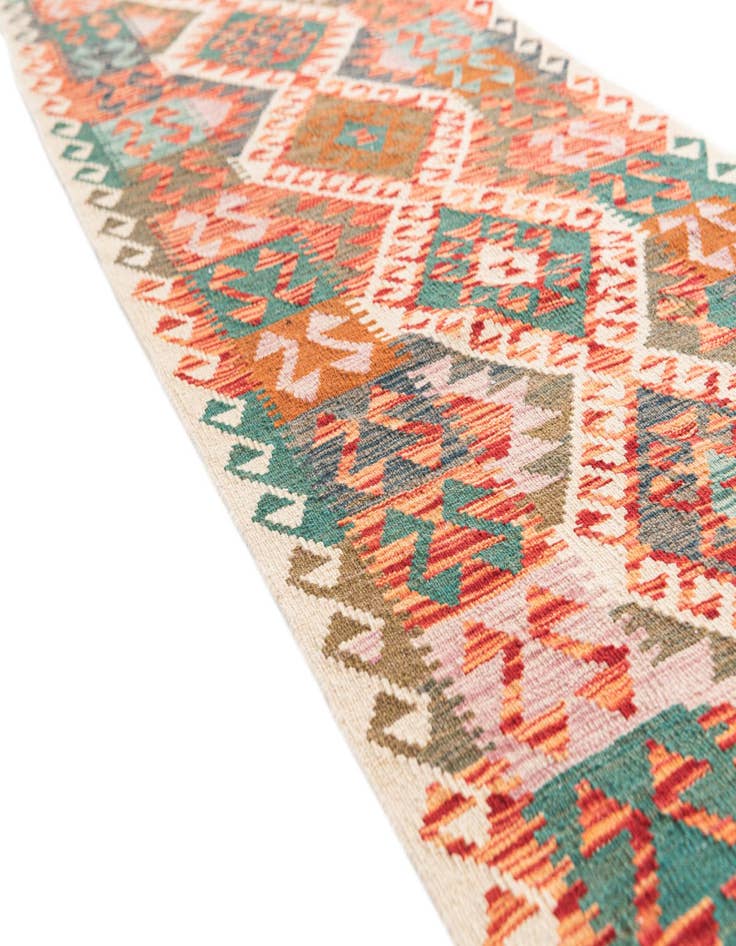 Detail image of 2' 8 x 10' 4  Hand Woven Kilim Maymana Wool Runner Rug