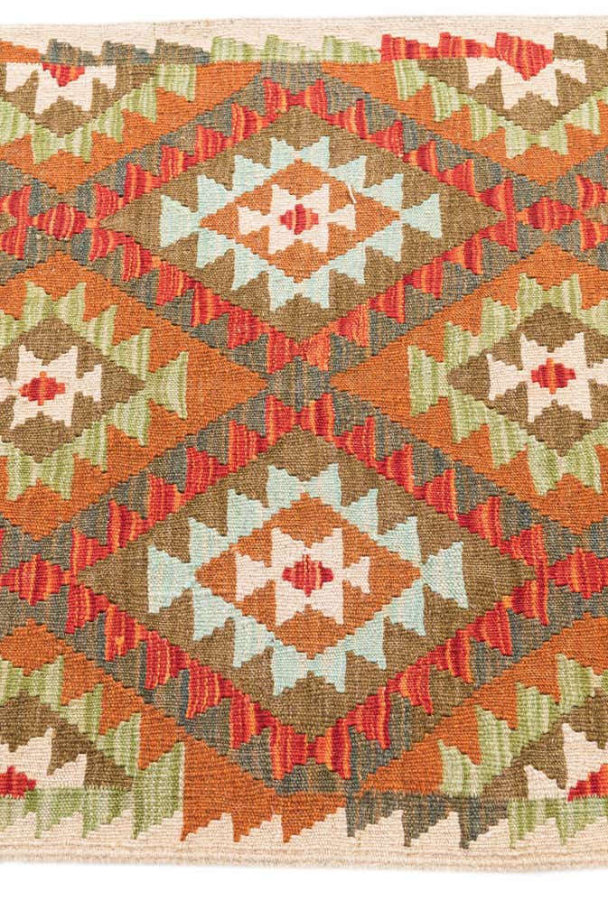 2' 8 x 9' 10 Hand Woven Kilim Maymana Wool Runner Rug