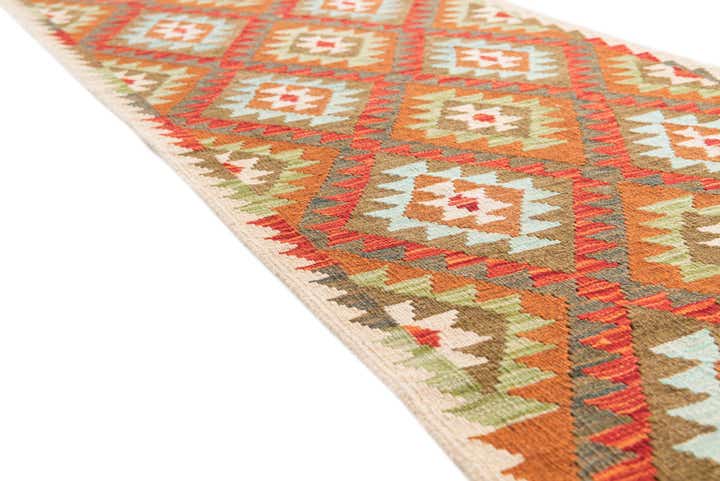 2' 8 x 9' 10 Hand Woven Kilim Maymana Wool Runner Rug