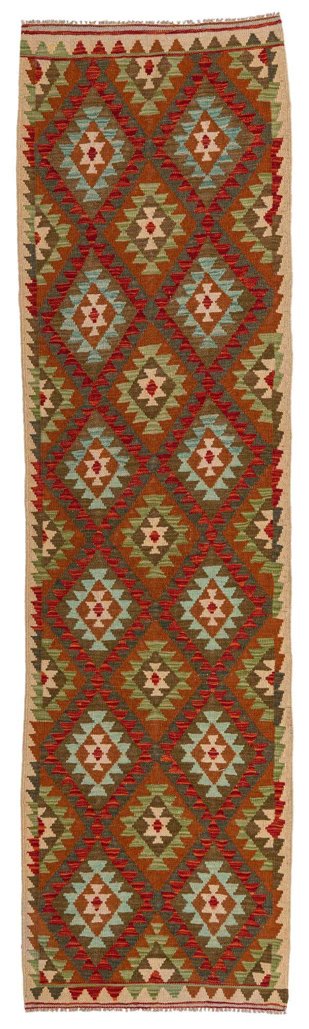 2' 8 x 9' 10 Hand Woven Kilim Maymana Wool Runner Rug