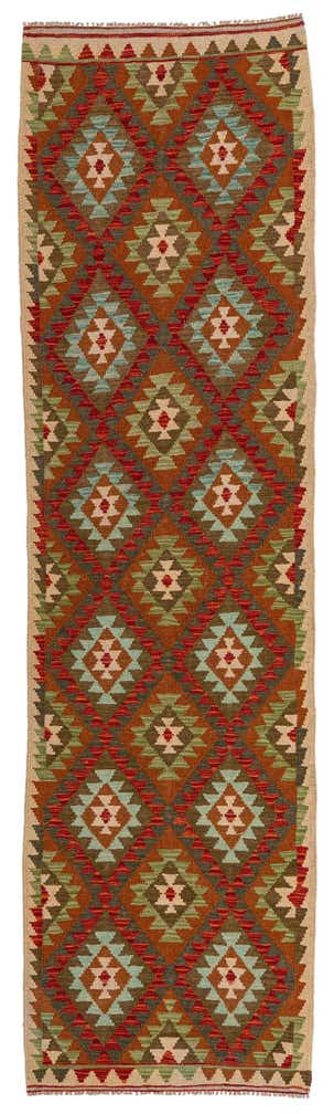 2' 8 x 9' 10 Hand Woven Kilim Maymana Wool Runner Rug