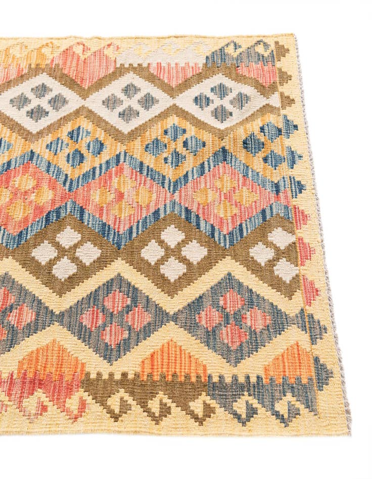 Detail image of 2' 9 x 9' 9  Hand Woven Kilim Maymana Wool Runner Rug