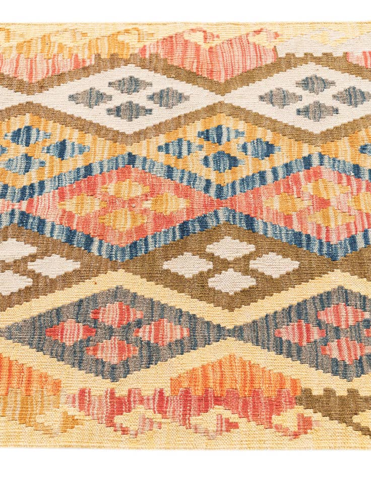 Detail image of 2' 9 x 9' 9  Hand Woven Kilim Maymana Wool Runner Rug