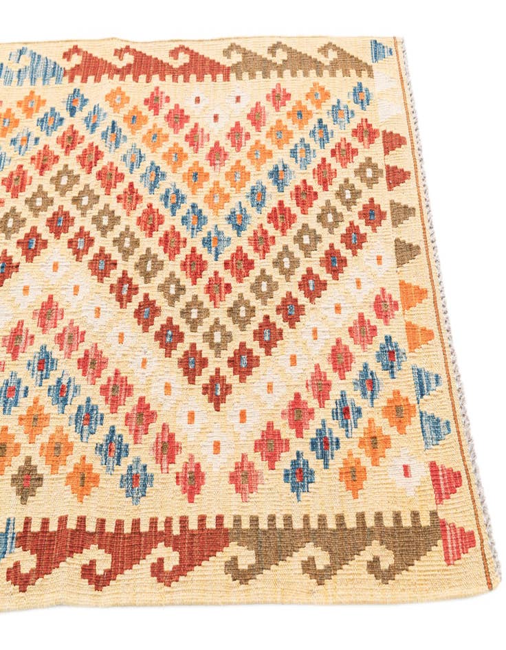 Detail image of 2' 8 x 9' 7  Hand Woven Kilim Maymana Wool Runner Rug