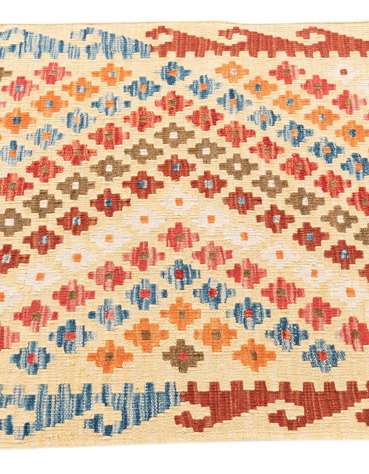 Detail image of 2' 8 x 9' 7  Hand Woven Kilim Maymana Wool Runner Rug