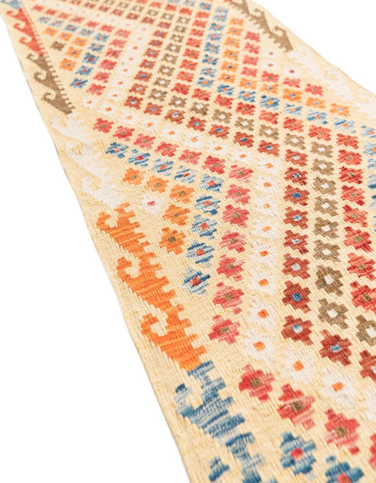 Detail image of 2' 8 x 9' 7  Hand Woven Kilim Maymana Wool Runner Rug