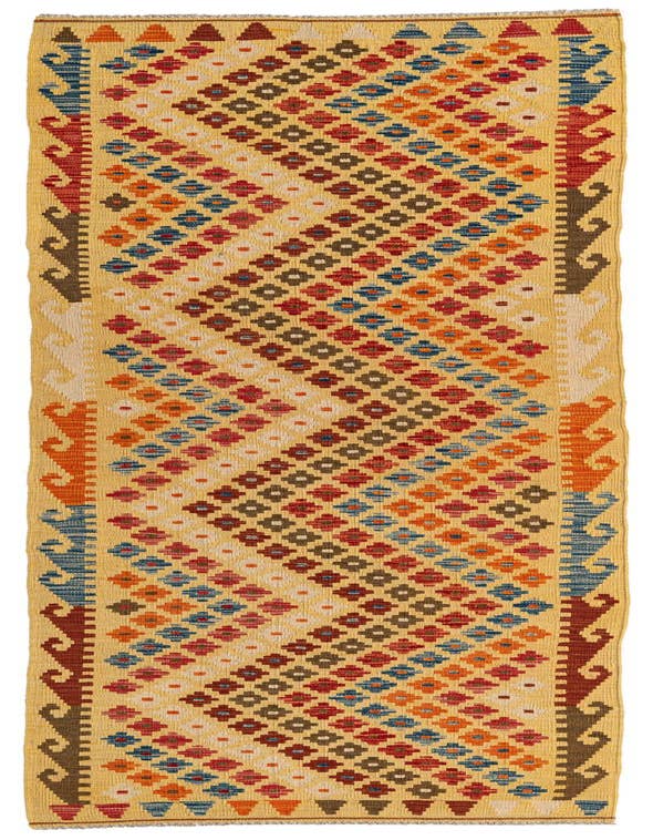 Detail image of 2' 8 x 9' 7 Hand Woven Kilim Maymana Wool Runner Rug