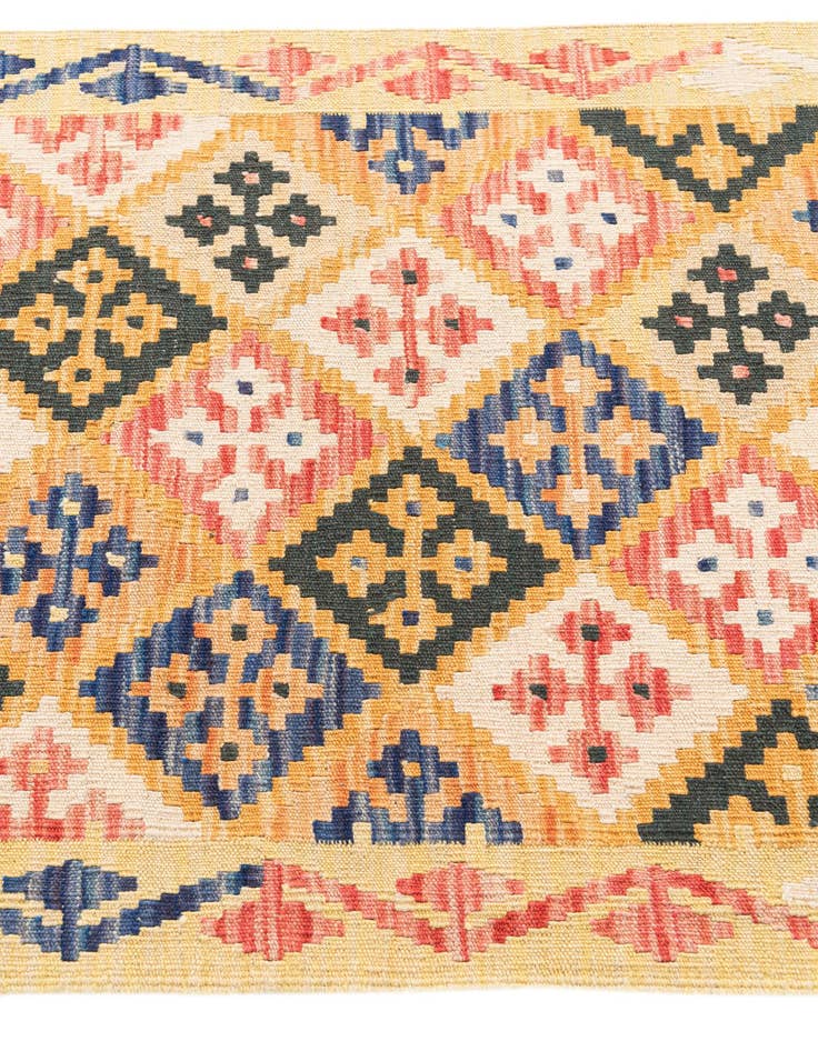 Detail image of 2' 7 x 9' 10  Hand Woven Kilim Maymana Wool Runner Rug