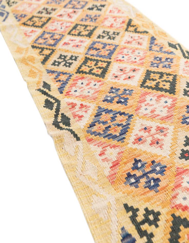 Detail image of 2' 7 x 9' 10  Hand Woven Kilim Maymana Wool Runner Rug