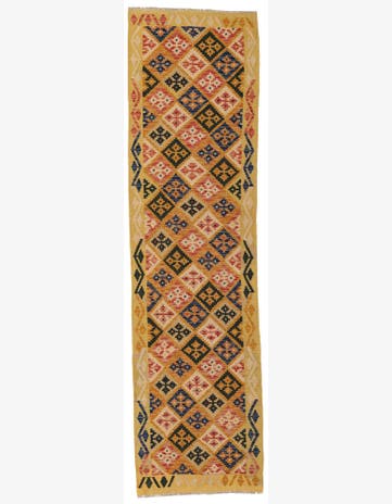 2' 7 x 9' 10 Hand Woven Kilim Maymana Wool Runner Rug